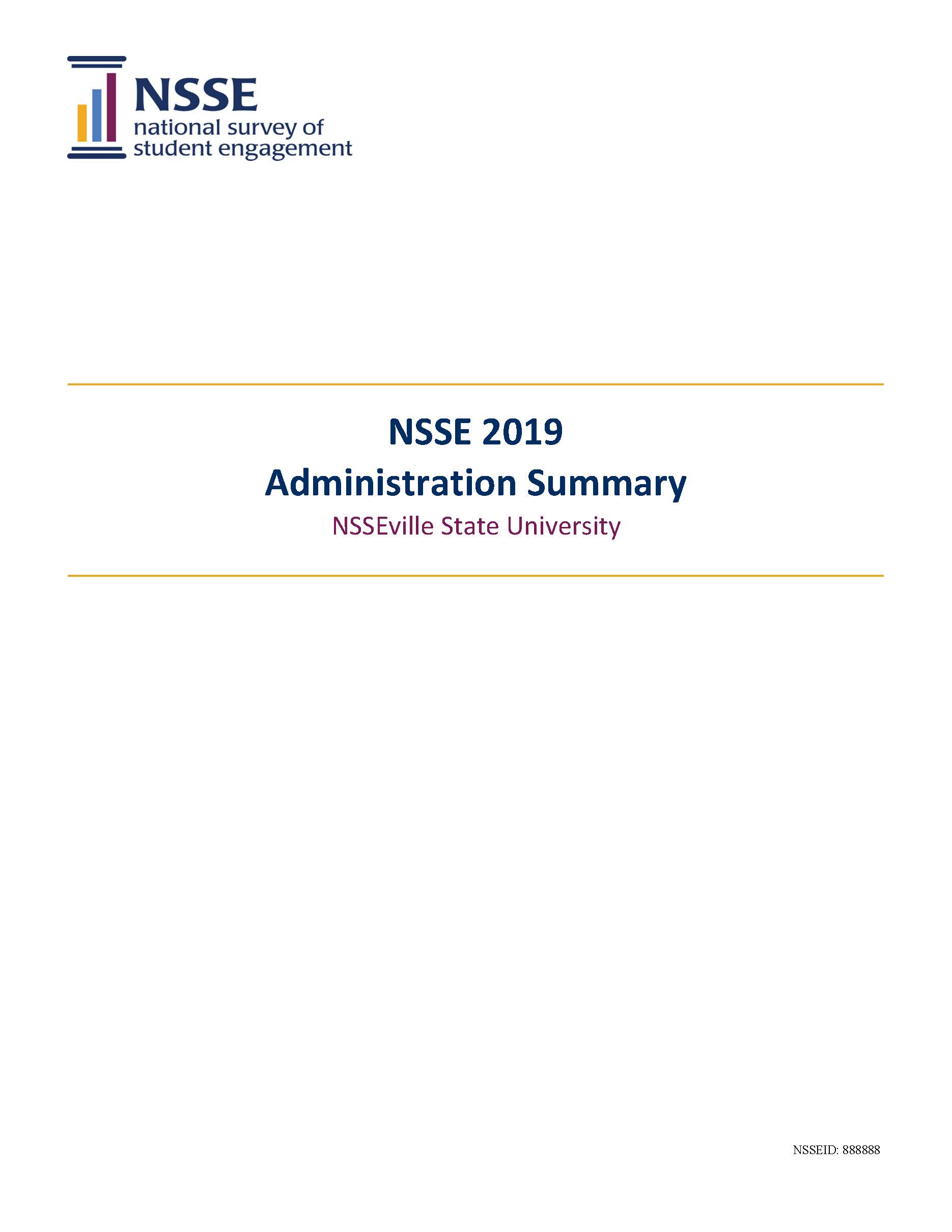 Sample Report: page 1 of NSSE Administration Summary