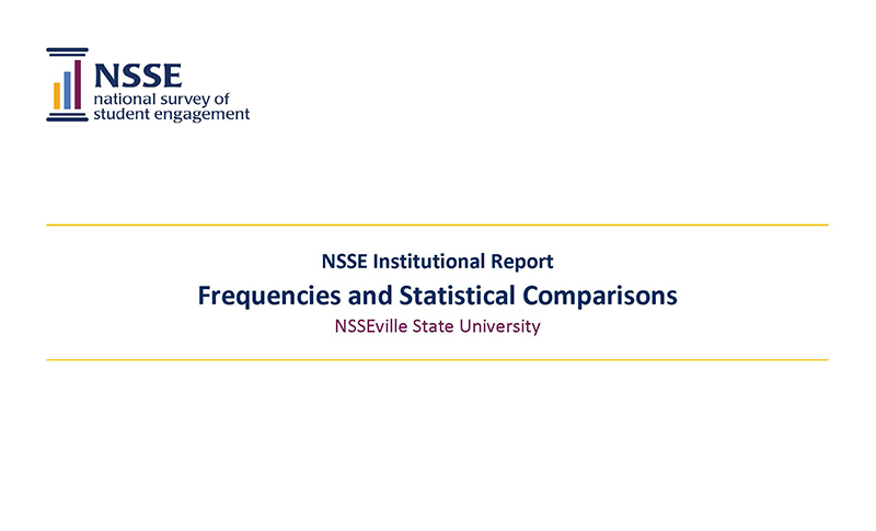 Sample Report: Page 1 of the NSSE Frequencies and Statistical Comparisons Report 