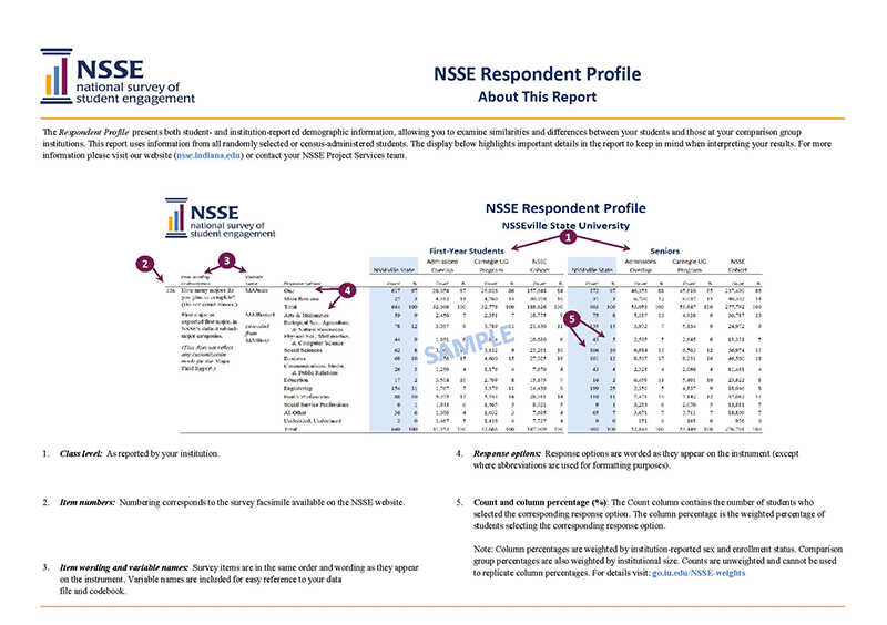Sample Report: Page 2 of the NSSE Respondent Profile