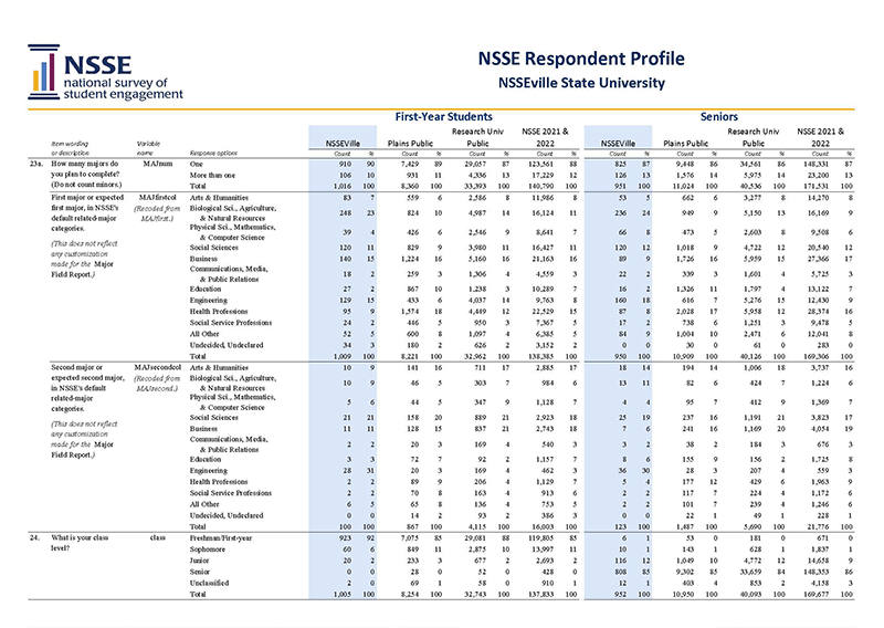 Sample Report: Page 3 of the NSSE Respondent Profile