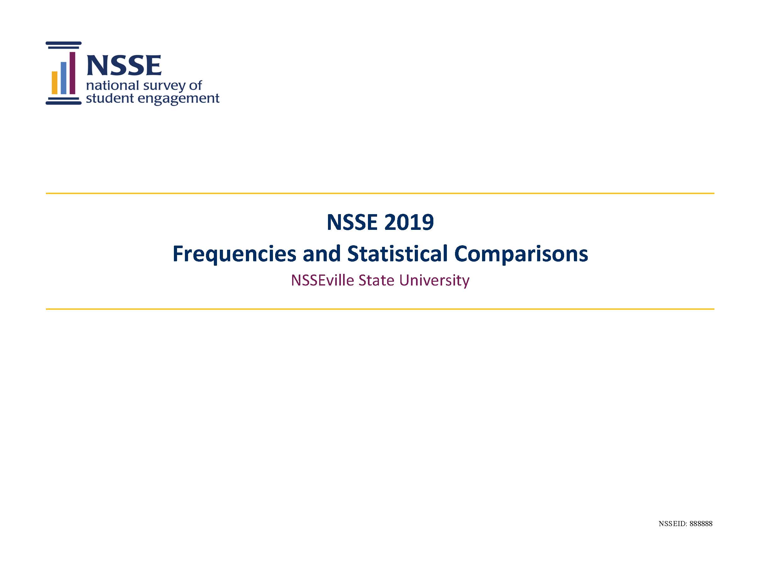 Sample Report: page 1 of NSSE Frequencies and Statistical Comparisons