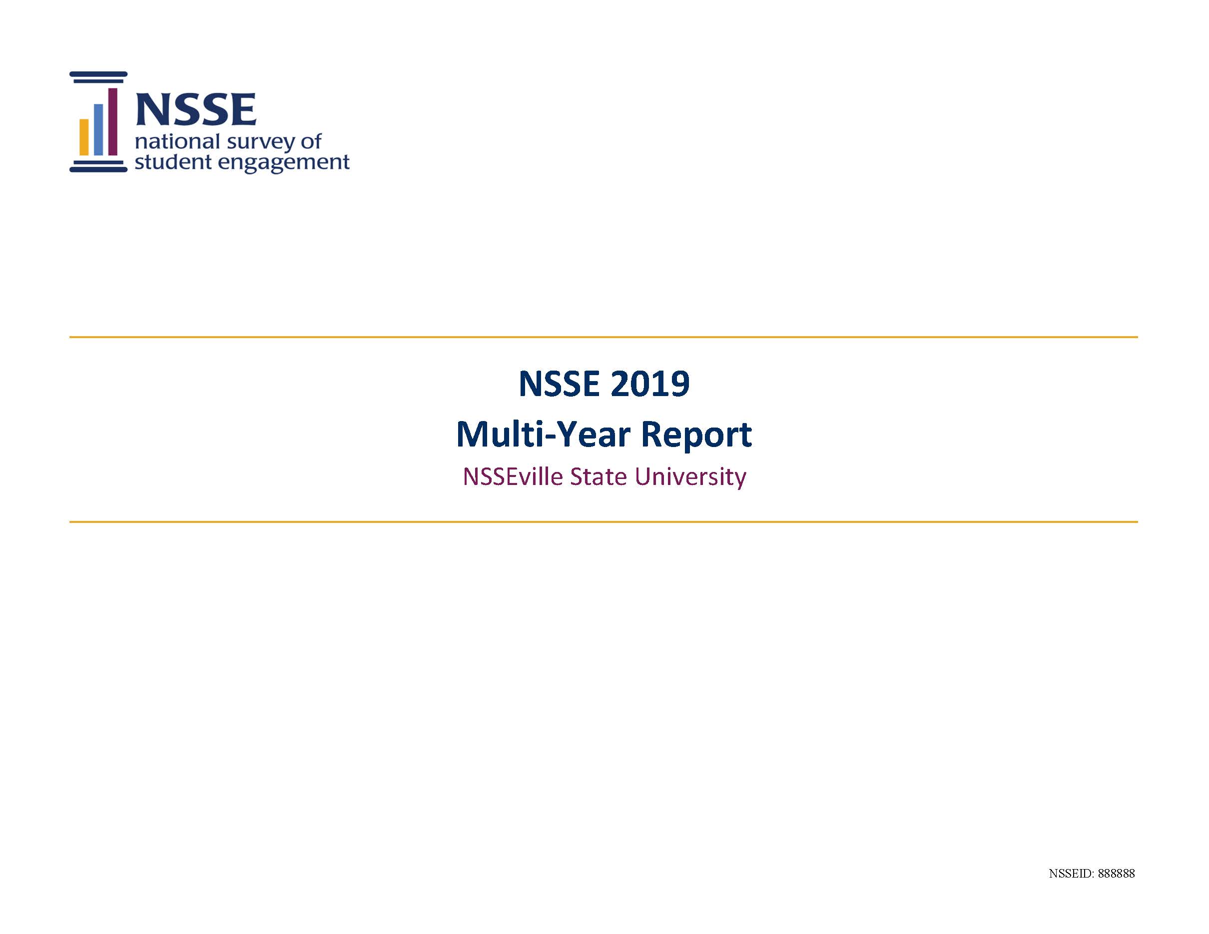 Sample Report: page 1 of NSSE Multi-Year Report
