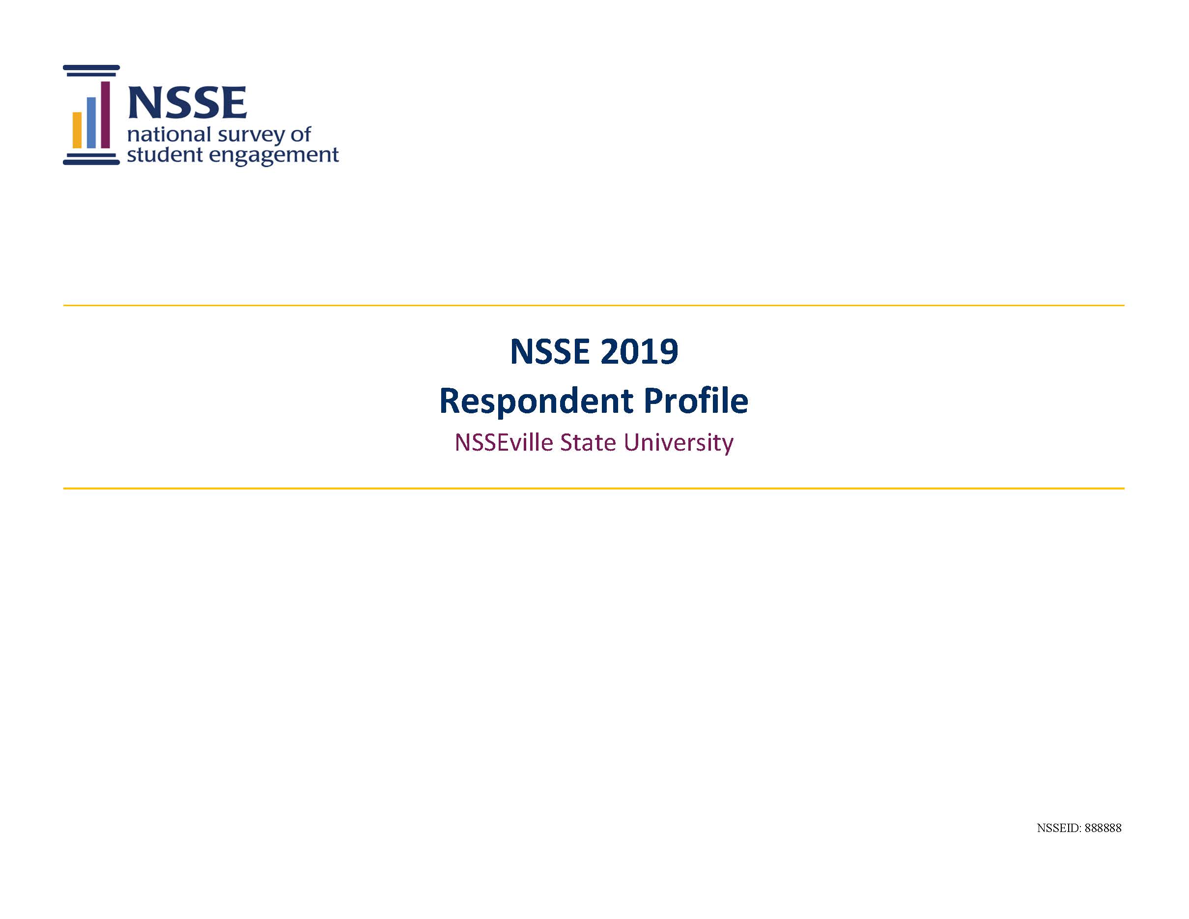 Sample Report: page 1 of NSSE Respondent Profile 