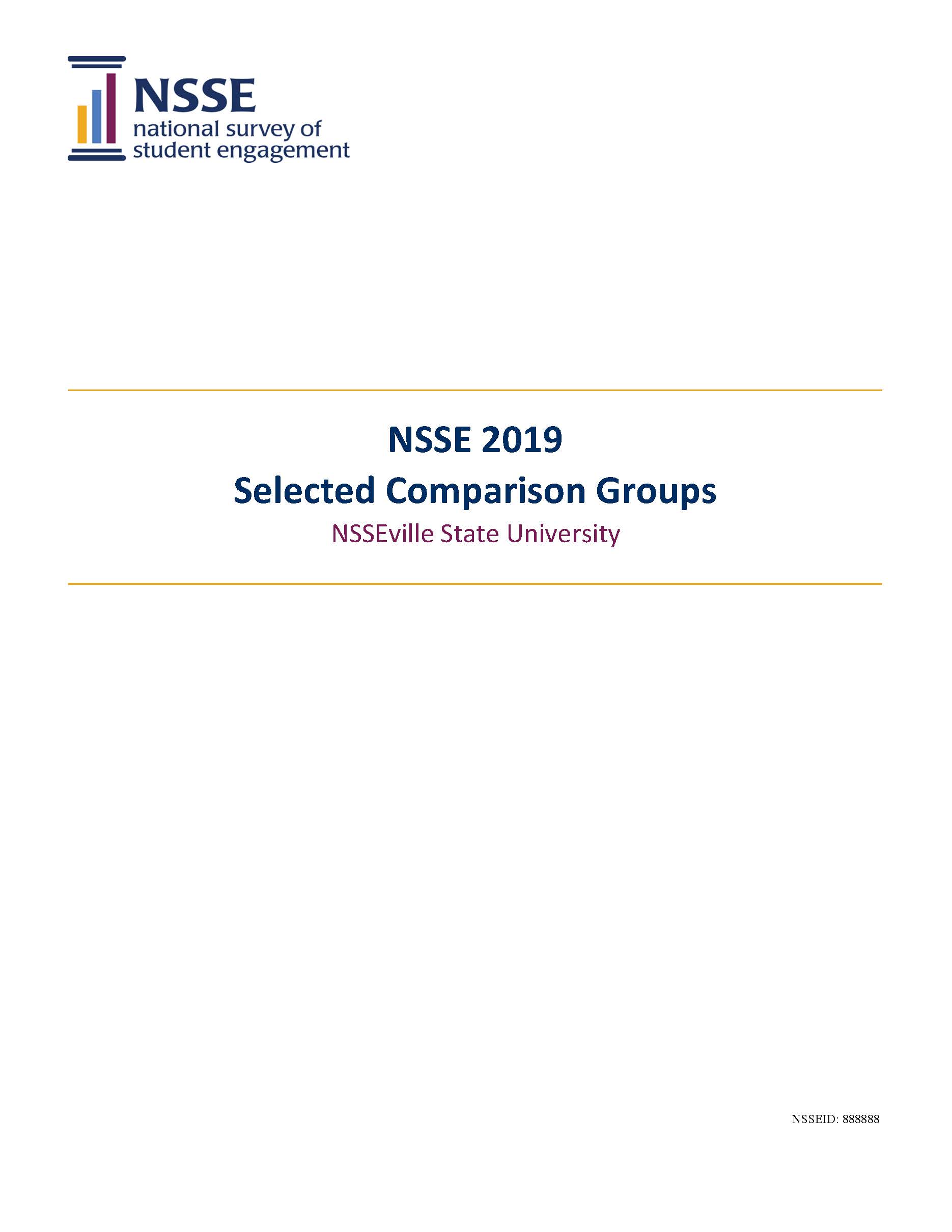 Sample Report: page 1 of NSSE Selected Comparison Groups
