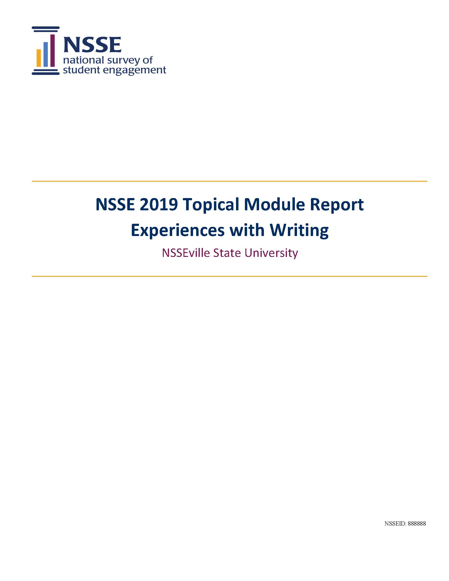 Sample Report: page 1 of NSSE Topical Module/Consortium report